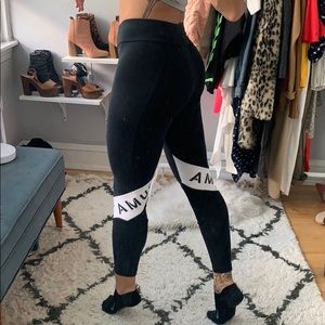 Black puma leggings with calf detail
